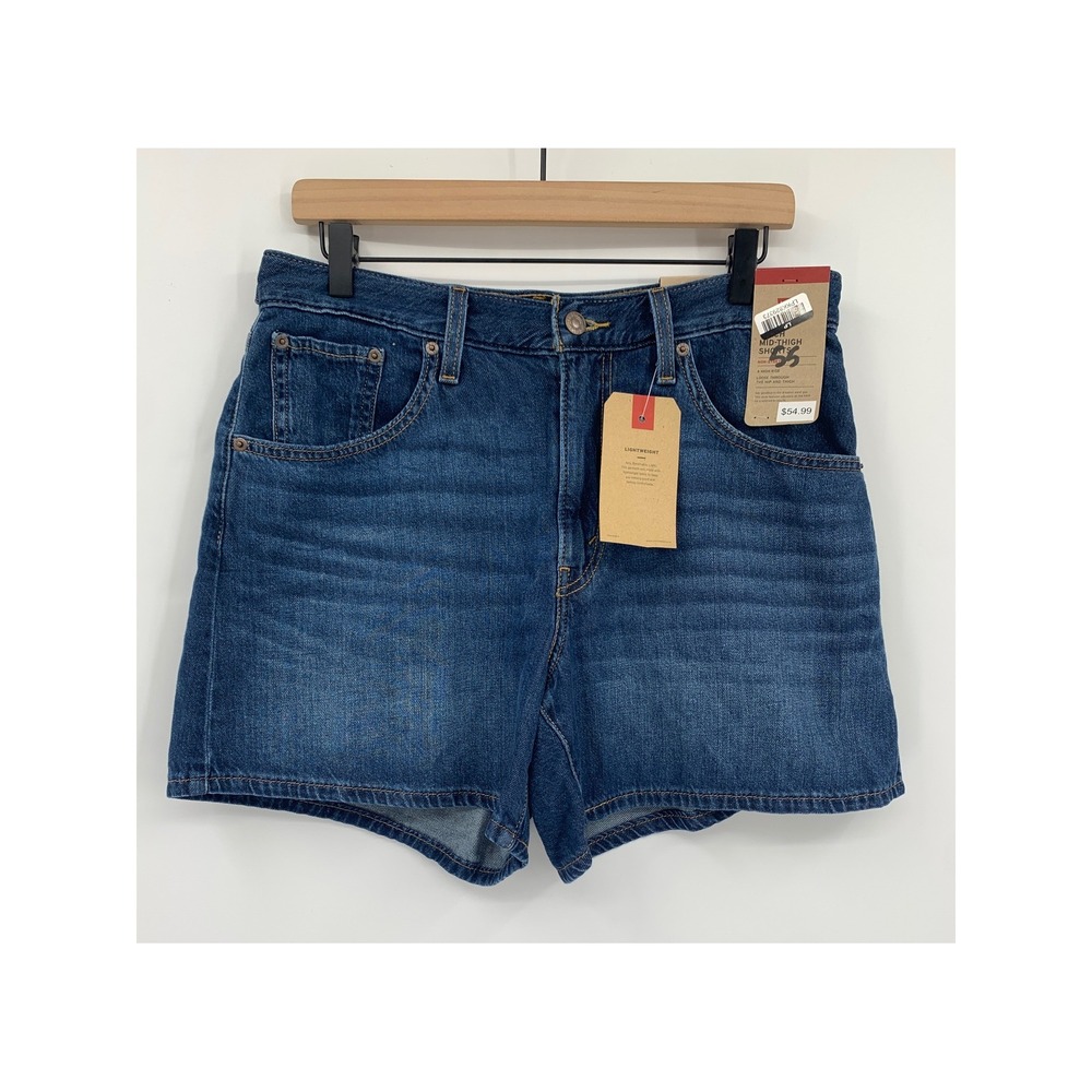 Levis Cinch Shorts Women 30 Blue Denim Jean Mid Thigh Lightweight NEW